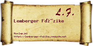 Lemberger Füzike névjegykártya